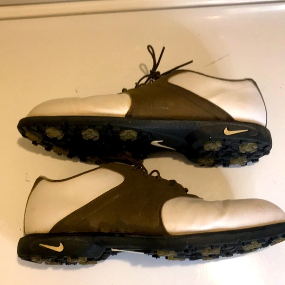 ⛳️ Nike Air Kempshell Last Comfort Saddle Brown and White Golf Cleats Size 10 - Picture 2 of 13